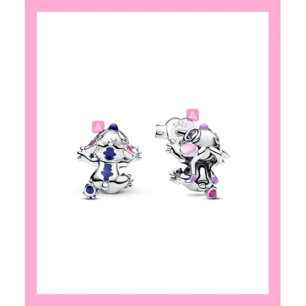 Disney Stitch and Angel Sterling Silver Stud Earrings