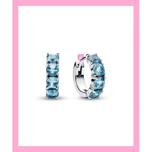 Sterling Silver Aquamarine Hoop Earrings