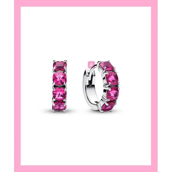 Sterling Silver Phlox Pink Hoop Earrings