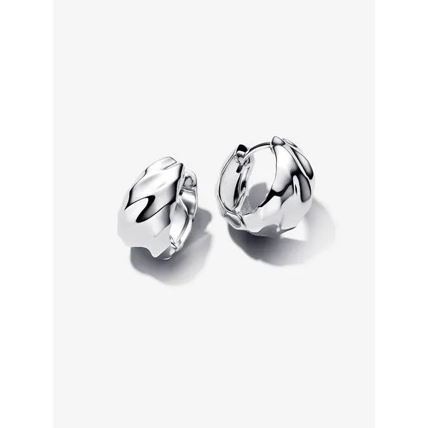 Rippled Sterling Silver Hoop Earrings