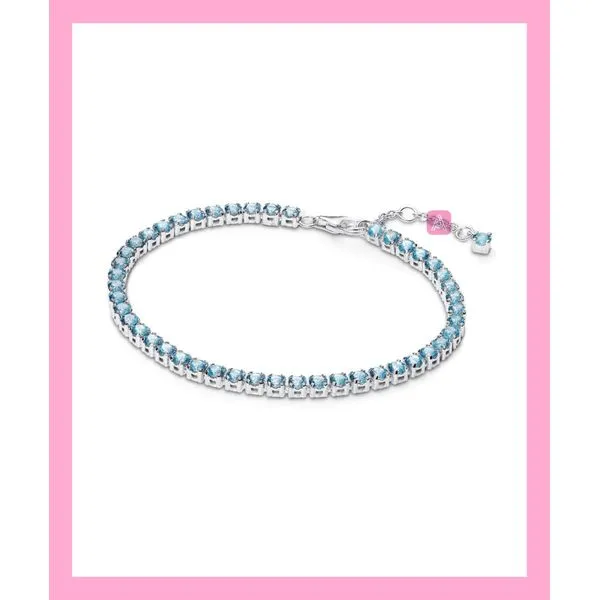 Sterling Silver Pandora Tennis Bracelet with Blue Crystal