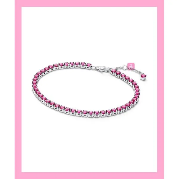 Sterling Silver Pandora Tennis Bracelet with Pink Crystal