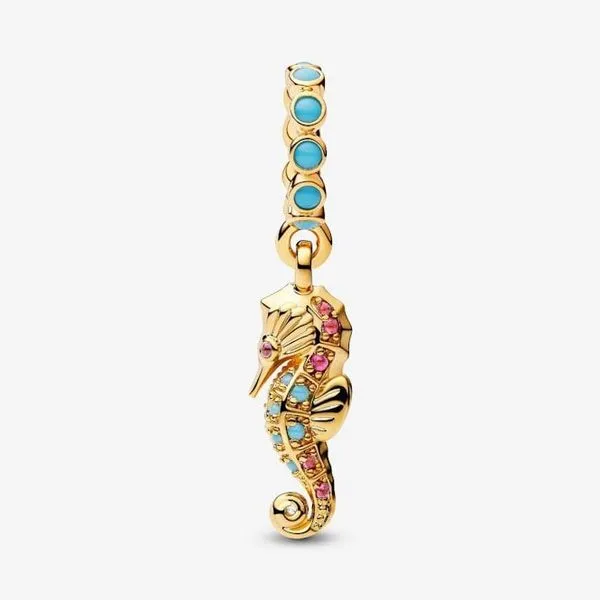 Gold Plated Seahorse Dangle Charm