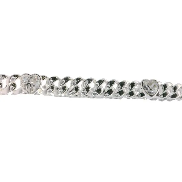 Sterling Silver Heart Cuban Chain Bracelet JMR Jewelers Cooper City, FL