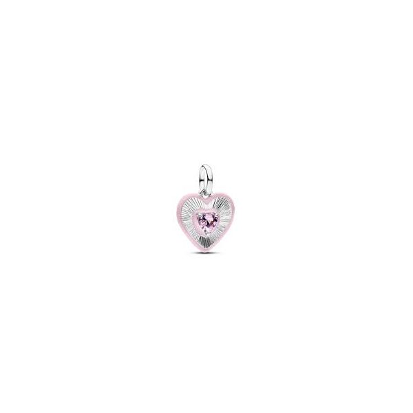 Sterling Silver Pandora Pink Heart Medallion Charm JMR Jewelers Cooper City, FL