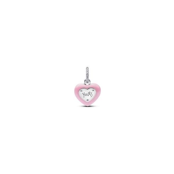 Sterling Silver Pandora Pink Ceramic Padlock Charm Image 2 JMR Jewelers Cooper City, FL