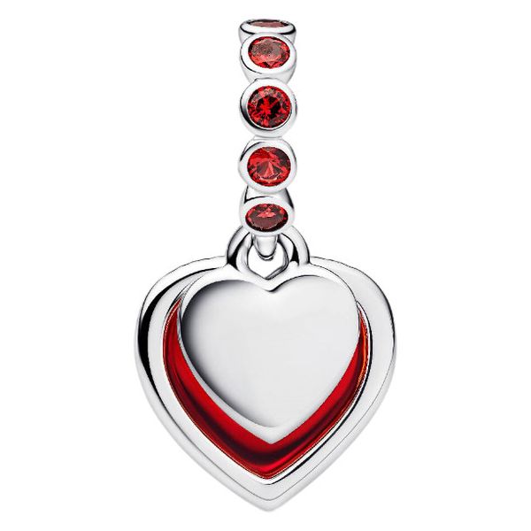 Sterling Silver Pandora Red Murano Glass Double Dangle Charm Image 2 JMR Jewelers Cooper City, FL