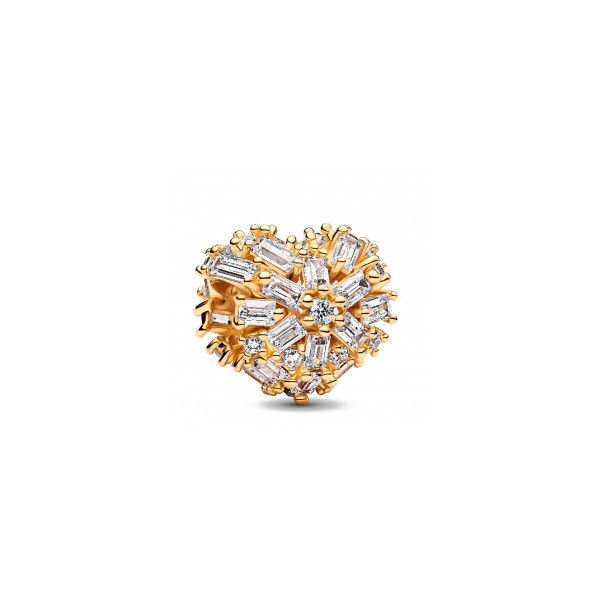 Gold Plated Heart Charm with Cubic Zirconia JMR Jewelers Cooper City, FL