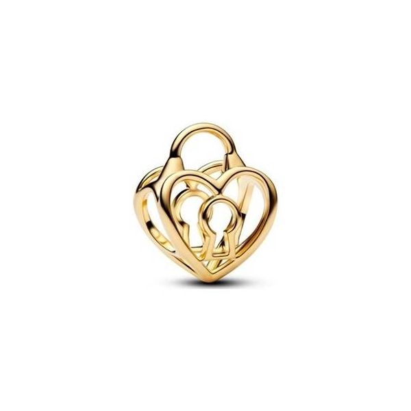 Gold Plated Openwork Heart Padlock Charm JMR Jewelers Cooper City, FL