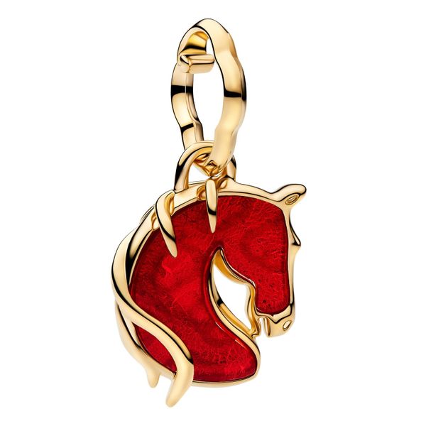 Gold Plated Red Fire Horse Murano Glass Charm JMR Jewelers Cooper City, FL