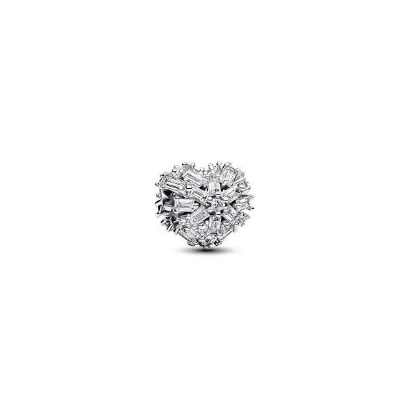 Sterling Silver Heart Charm with Cubic Zirconia JMR Jewelers Cooper City, FL