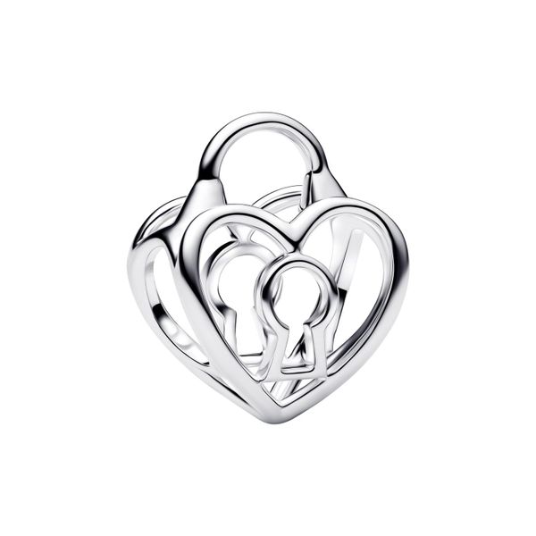 Sterling Silver Openwork Heart Padlock Charm JMR Jewelers Cooper City, FL
