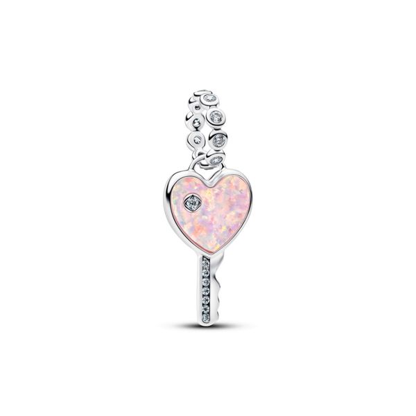 Sterling Silver Opalescent Heart Key Dangle Charm JMR Jewelers Cooper City, FL