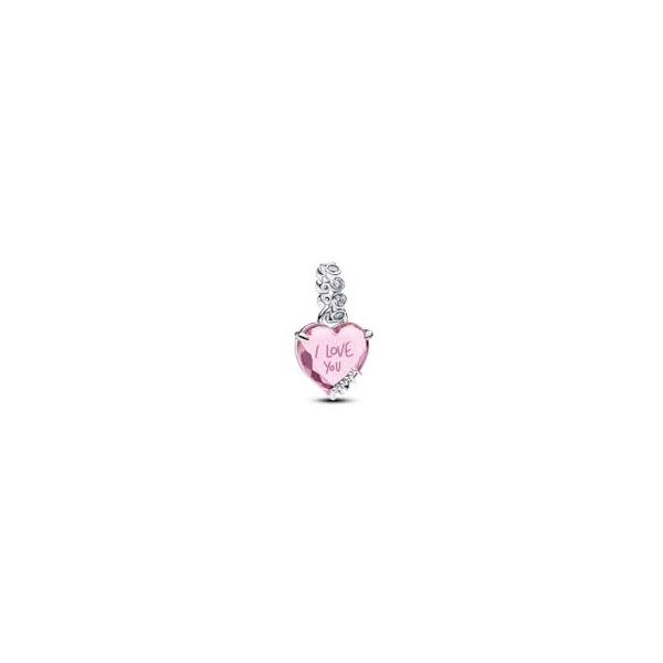 Silver Heart Dangle with Pink and Clear CZ JMR Jewelers Cooper City, FL