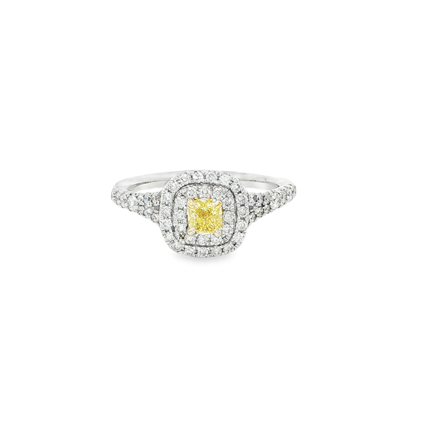 14K White & Yellow Gold Cushion Diamond .75ctw Halo Engagement Ring Jo & Co. Jewelers Hardy, VA