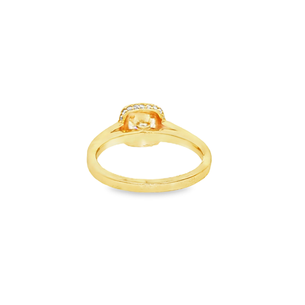 14K Yellow Gold Cushion Halo Engagement Ring with Round Diamonds Image 3 Jo & Co. Jewelers Hardy, VA