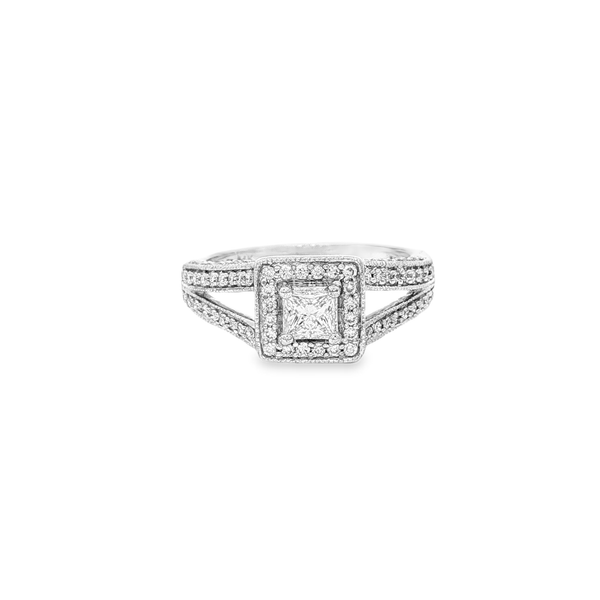 14K White Gold Princess Diamond 0.80ctw Halo Engagement Ring Jo & Co. Jewelers Hardy, VA
