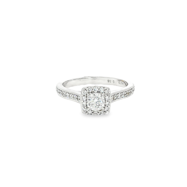 14K White Gold Round Diamond 0.74ctw Halo Engagement Ring Jo & Co. Jewelers Hardy, VA