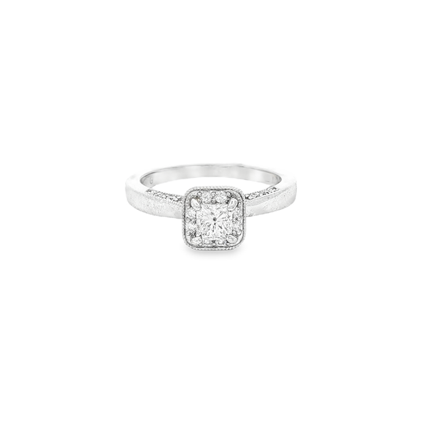 14K White Gold Princess Diamond 0.49ctw Halo Engagement Ring Jo & Co. Jewelers Hardy, VA