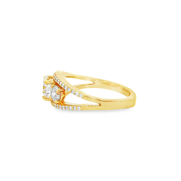 14K Yellow 1.75ctw Round Diamond Three-Stone Engagement Ring Image 4 Jo & Co. Jewelers Hardy, VA