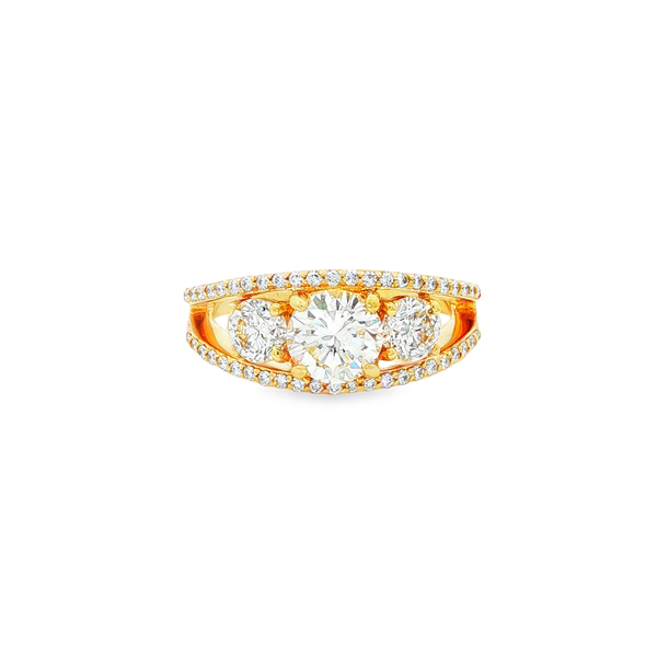 14K Yellow 1.75ctw Round Diamond Three-Stone Engagement Ring Jo & Co. Jewelers Hardy, VA