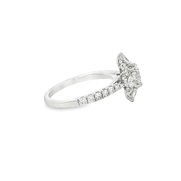 Gabriel 14K White Gold Round & Marquise Diamond 1.49Tw Halo Engagement Ring Image 2 Jo & Co. Jewelers Hardy, VA
