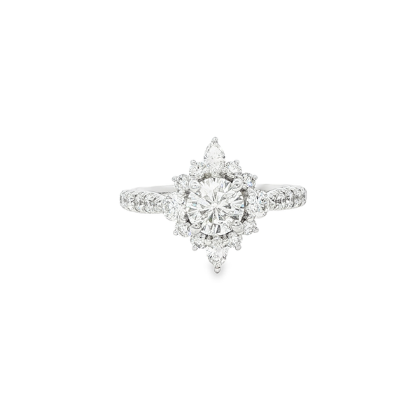 Gabriel 14K White Gold Round & Marquise Diamond 1.49Tw Halo Engagement Ring Jo & Co. Jewelers Hardy, VA
