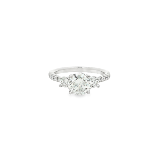 18K White Gold 1.79tw Round Diamond Three-Stone Engagement Ring Jo & Co. Jewelers Hardy, VA