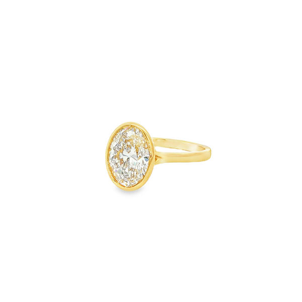 14K Yellow Gold 3.00 CT Lab-Grown Oval Diamond Bezel Solitaire Ring Image 4 Jo & Co. Jewelers Hardy, VA