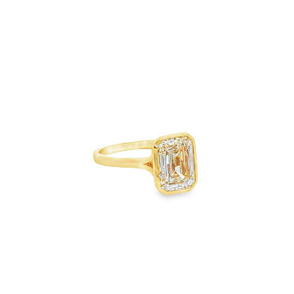 14K Yellow Gold 3.00 CT Lab-Grown Emerald-Cut Bezel Solitaire Ring Image 2 Jo & Co. Jewelers Hardy, VA