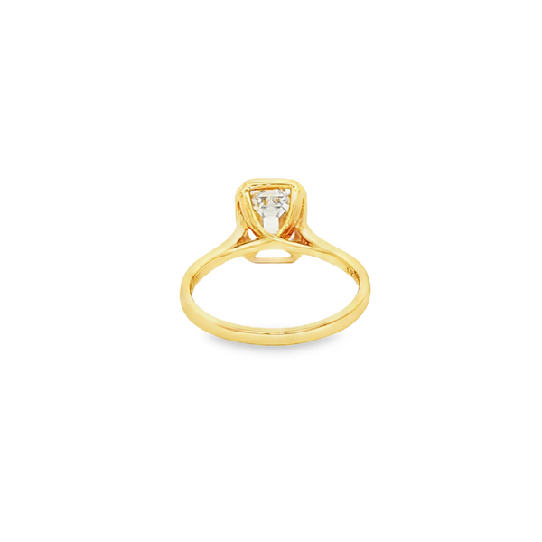 14K Yellow Gold 3.00 CT Lab-Grown Emerald-Cut Bezel Solitaire Ring Image 3 Jo & Co. Jewelers Hardy, VA
