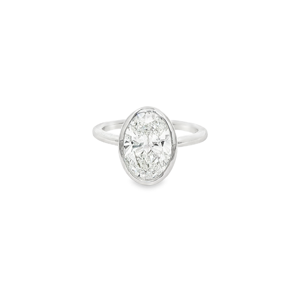 14K White Gold 3.00 CT Lab-Grown Oval Diamond Bezel Solitaire Ring Jo & Co. Jewelers Hardy, VA