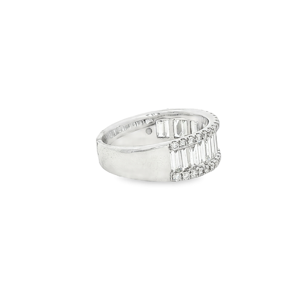 14K White Gold 2.00 CT Lab-Grown Round & Baguette Diamond Wide-Band Ring Image 2 Jo & Co. Jewelers Hardy, VA