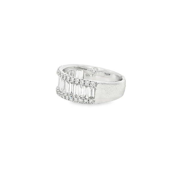 14K White Gold 2.00 CT Lab-Grown Round & Baguette Diamond Wide-Band Ring Image 4 Jo & Co. Jewelers Hardy, VA