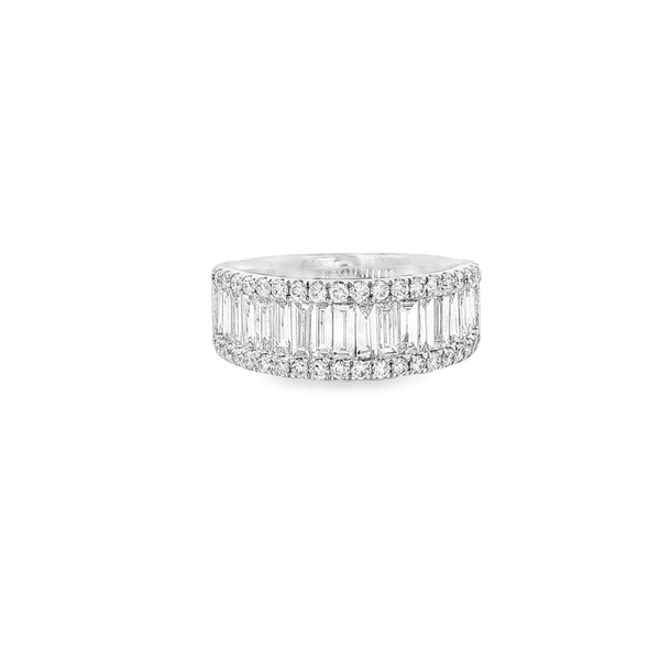 14K White Gold 2.00 CT Lab-Grown Round & Baguette Diamond Wide-Band Ring Jo & Co. Jewelers Hardy, VA