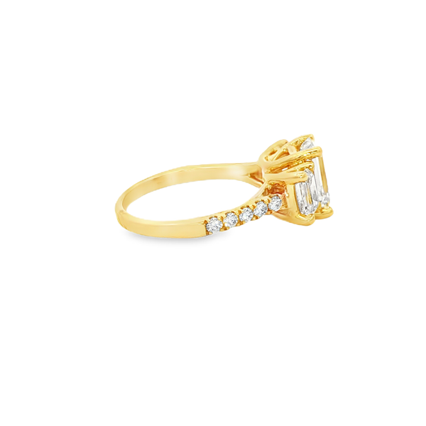 14K Yellow Gold Lab-Grown Emerald-Cut & Round Diamond 3-Stone Engagement Ring – 3.25tw Image 2 Jo & Co. Jewelers Hardy, VA