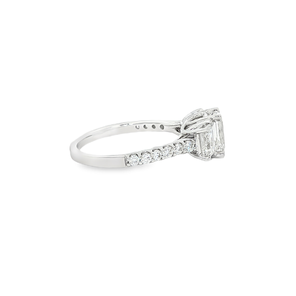 14K White Gold Lab-Grown Emerald-Cut & Round Diamond 3-Stone Engagement Ring – 2.00ctw Image 2 Jo & Co. Jewelers Hardy, VA