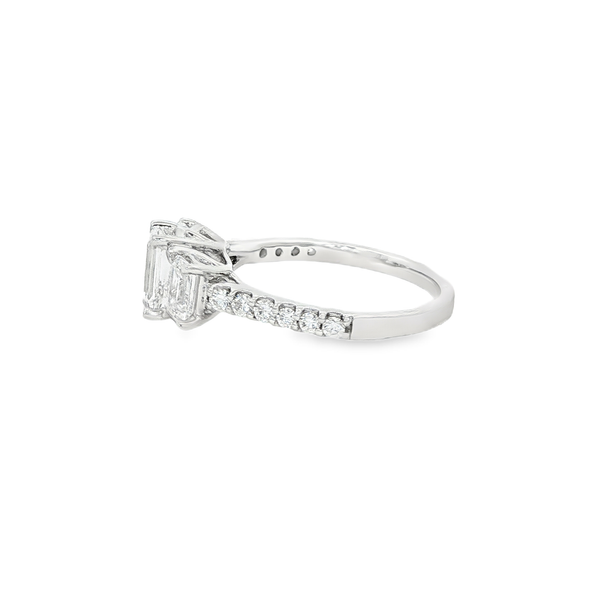 14K White Gold Lab-Grown Emerald-Cut & Round Diamond 3-Stone Engagement Ring – 2.00ctw Image 4 Jo & Co. Jewelers Hardy, VA