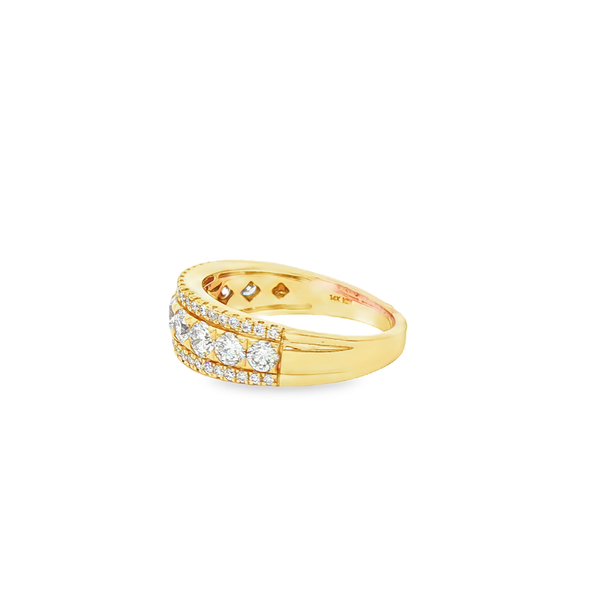 14K Yellow Gold Lab-Grown Round Diamond 3-Row Ring – 1.25ctw Image 4 Jo & Co. Jewelers Hardy, VA