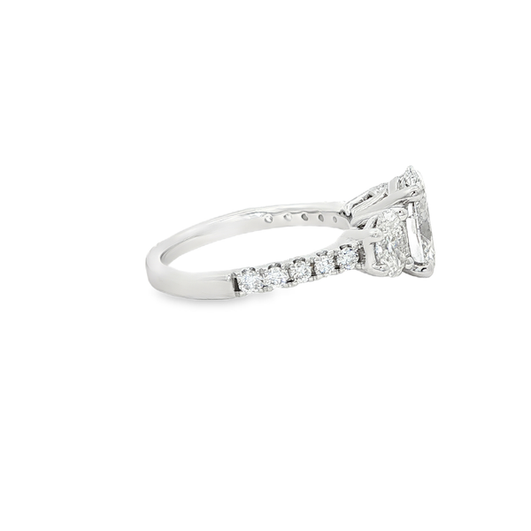 14K White Gold Lab-Grown Oval & Round Diamond 3-Stone Engagement Ring – 3.00ctw Image 2 Jo & Co. Jewelers Hardy, VA