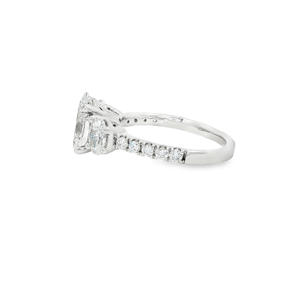 14K White Gold Lab-Grown Oval & Round Diamond 3-Stone Engagement Ring – 3.00ctw Image 4 Jo & Co. Jewelers Hardy, VA