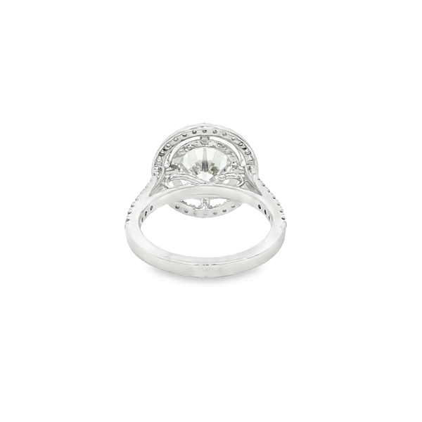 14K White Gold 4.84 TW Lab-Grown Diamond Halo Engagement Ring with 4.37CT Round Center Image 3 Jo & Co. Jewelers Hardy, VA