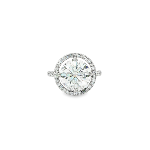14K White Gold 4.84 TW Lab-Grown Diamond Halo Engagement Ring with 4.37CT Round Center Jo & Co. Jewelers Hardy, VA
