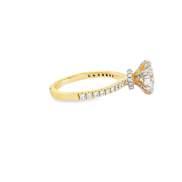 14K Yellow Gold 2.07 TW Lab-Grown Diamond Halo Engagement Ring with 1.71CT Round Center Image 2 Jo & Co. Jewelers Hardy, VA