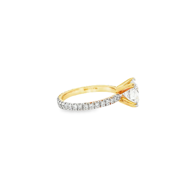 14K Yellow Gold 2.54 TW Lab-Grown Diamond Eternity Engagement Ring with 2CT Round Center Image 2 Jo & Co. Jewelers Hardy, VA