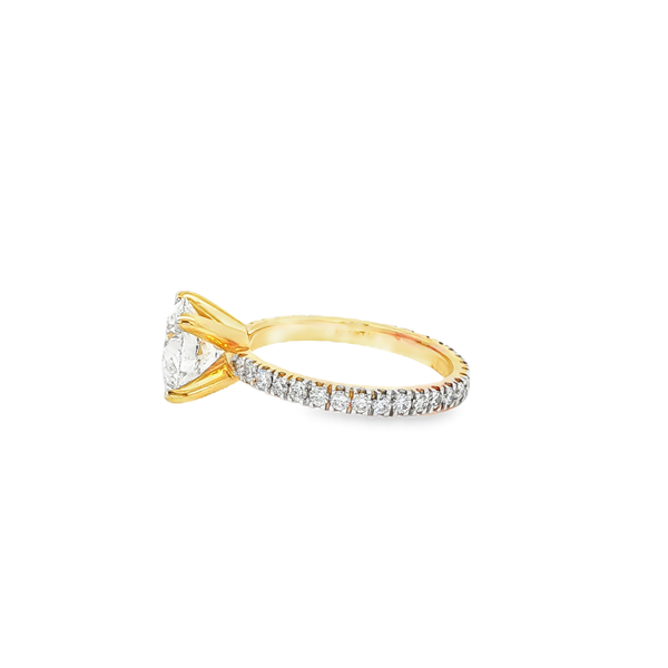 14K Yellow Gold 2.54 TW Lab-Grown Diamond Eternity Engagement Ring with 2CT Round Center Image 4 Jo & Co. Jewelers Hardy, VA