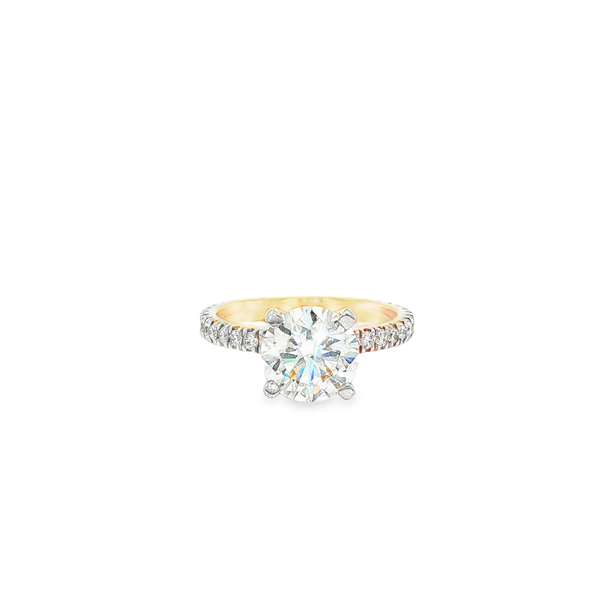 14K Yellow Gold 2.54 TW Lab-Grown Diamond Eternity Engagement Ring with 2CT Round Center Jo & Co. Jewelers Hardy, VA