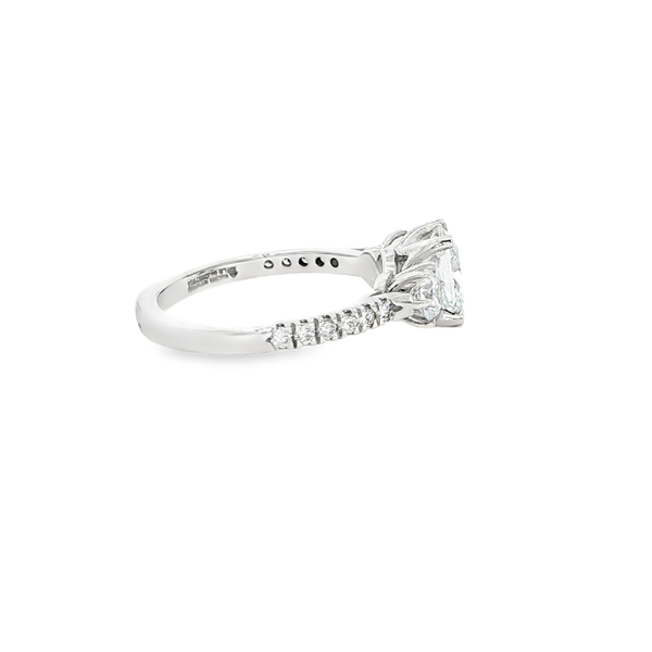 14K White Gold 1.68 TW Lab-Grown Cushion Diamond 3-Stone Engagement Ring Image 2 Jo & Co. Jewelers Hardy, VA