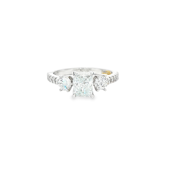 14K White Gold 1.68 TW Lab-Grown Cushion Diamond 3-Stone Engagement Ring Jo & Co. Jewelers Hardy, VA