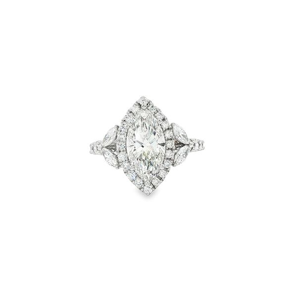 14K White Gold 2.98 TW Lab-Grown Marquise Diamond Halo Engagement Ring Jo & Co. Jewelers Hardy, VA